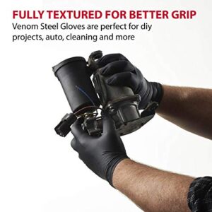 Venom Steel Premium Industrial Black Nitrile Gloves, One Size Fits Most, (Pack of 50)