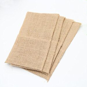 Cheonus 10PCS Burlap Cutlery Bags Hessian Knife Fork Tableware Utensil Linen Flatware Holder Jute Pouch Silverware Pockets for Wedding Decor