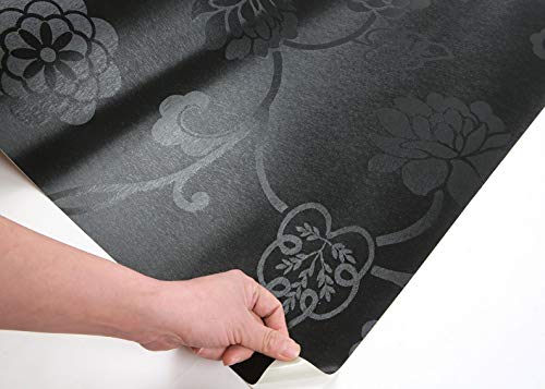 Peel and Stick Flame Retardation PVC Instant Floral Decorative Self-Adhesive Film Countertop Backsplash Grace Black Pearl (MF5154-6 : 2.00 Feet X 6.56 Feet)