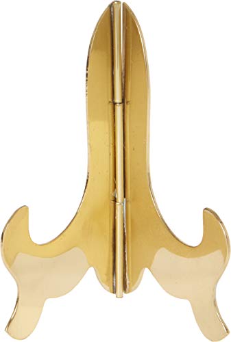 Bard's Hinged Brass Plate Stand, 5" H x 4" W x 2.75" D (For 5" - 7.5" Plates)