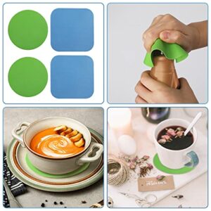 LUTER 4pcs Jar Opener Gripper Pads, Rubber Jar Grippers Multi-function Jar Opener for Seniors with Arthritis Weak Hands Kitchen Coasters(Light Blue, Green)