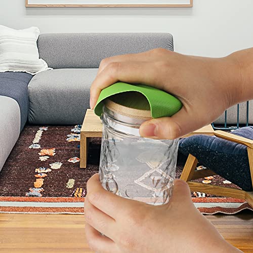 LUTER 4pcs Jar Opener Gripper Pads, Rubber Jar Grippers Multi-function Jar Opener for Seniors with Arthritis Weak Hands Kitchen Coasters(Light Blue, Green)