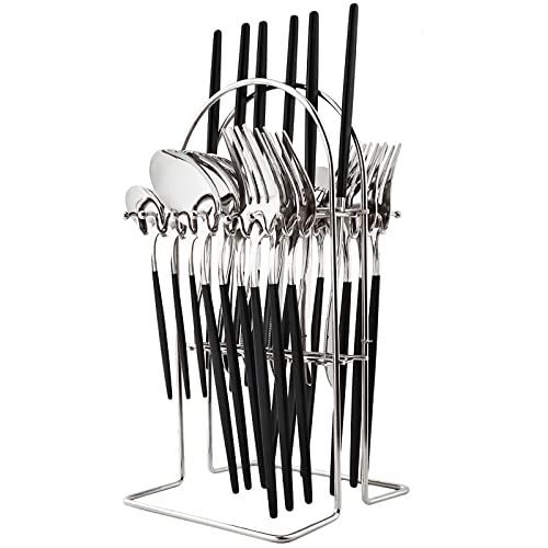 JANKNG 1PCS Silver Stainless Steel Cutlery Stand ( Can Hold 24piece Flatware ), Hanging Tableware Storage Rack, Kitchen Dining Table Decoration Storage For Home Party Reataurant