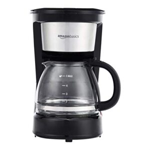 Amazon Basics 5-Cup Coffee Maker with Reusable Filter - Black and Stainless Steel