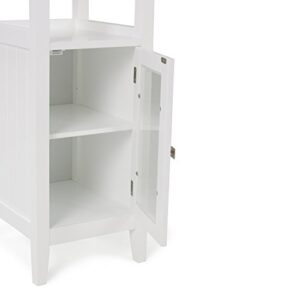 SIMPLIHOME Acadian 56.1 inch H x 15.75 inch W Bath Storage Tower Bath Cabinet in White with Storage Compartment and 3 Shelves,for the Bathroom, Transitional