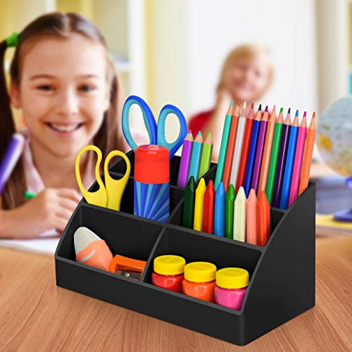 Acrimet Incline Desktop Easy Organizer Caddy Holder - Supplies Storage and Home Organization (Plastic) (Black Color)