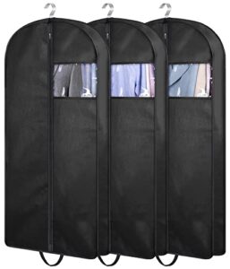 kimbora 43″ suit bags for closet storage and travel, gusseted hanging garment bags for men suit cover with handles for clothes, coats, jackets, shirts（3 packs）