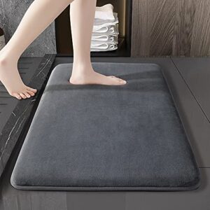 sonoro kate bathroom rugs, ultra absorbent & non-slip memory foam bath rugs, machine washable bathroom mats, soft velvet bath mats，easier to dry for bathroom floor rugs (17″×24″, dark grey)
