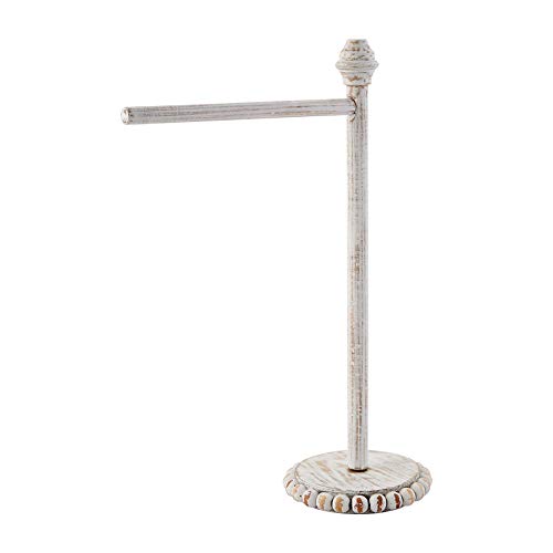 Mud Pie White Wood Beaded Towel Holder, 16.5" x 9"