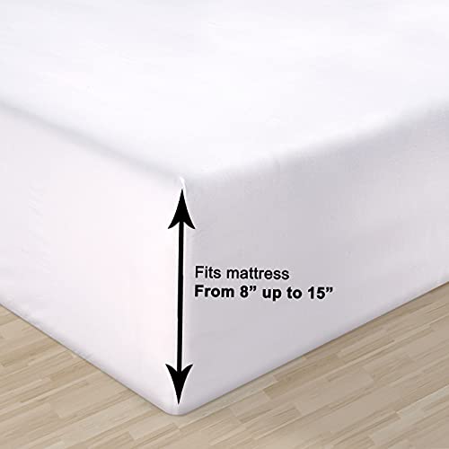 100% Organic Cotton Queen Sheets, 4-Piece bed sheets for Queen Size Bed Percale Weave Ultra Soft Best Bedding Sheets for Bed, Breathable, Fits Mattress Upto 15" Deep - White Queen Sheet Set