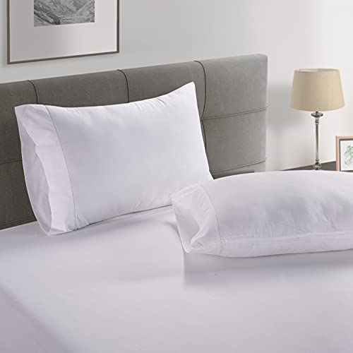 100% Organic Cotton Queen Sheets, 4-Piece bed sheets for Queen Size Bed Percale Weave Ultra Soft Best Bedding Sheets for Bed, Breathable, Fits Mattress Upto 15" Deep - White Queen Sheet Set