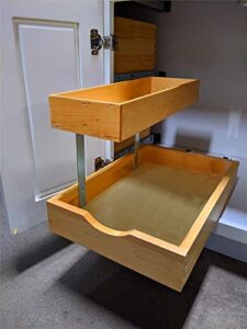 2 tier pull out organizer shelf sliding drawer storage for kitchen bathroom storage cabinet under sink slide out shelf organizing storage pull-out cabinet organizer roll out drawer (12” width)
