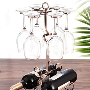 YFQHDD Goblet Holder Wine Bottle Cup Rack Wine Glass Cup Standing with 6 Hooks Stainless Steel Hanging Drinking Glasses Decoration