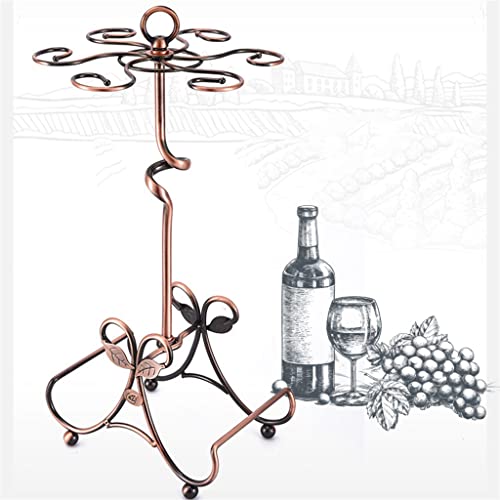 YFQHDD Goblet Holder Wine Bottle Cup Rack Wine Glass Cup Standing with 6 Hooks Stainless Steel Hanging Drinking Glasses Decoration