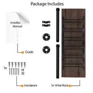 Rustic State Wall Mounted Reclaimed Wood Floating Wine Bottle Rack with Glassware Holder Stemware Shelf Storage Organizer - Home, Kitchen, Dining Room Bar Décor - Walnut