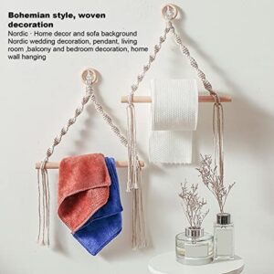 Handmade Paper Towel Holder,Boho Cotton Rope Macrame Toilet Paper Towel Rack,Paper Towel Hanging for Kitchen Bathroom