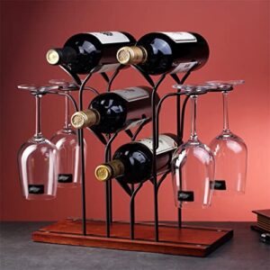 YFQHDD Iron Wire Forest Leaf Wine Rack Stand Hanging Drinking Glasses Stemware Rack Shelf Wine Bottle & Glass Cup Holder Display (Color : E, Size