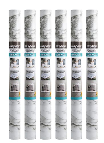 Duck EasyLiner Adhesive Laminate Surfaces Shelf Liner, Gray Marble, 20 in. x 15 ft, 6 Rolls