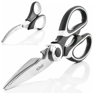 kitchen shears by gidli – lifetime replacement warranty- includes seafood scissors as a bonus – heavy duty stainless steel all purpose ultra sharp utility scissors