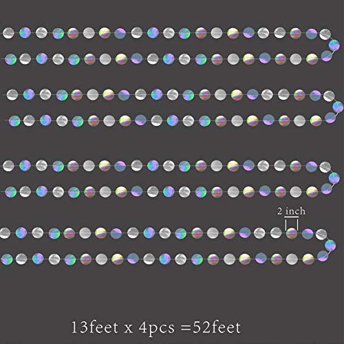 Iridescent Party Supplies Circle Garlands Holographic Hanging Dots Streamer Backdrop Kids Unicorn Mermaid Birthday Party Decorations Wedding Bachelorette Engagement Disco Dancing Ball Decoration