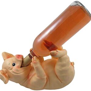 Drinking Pig Wine Bottle Holder Sculpture for Country Farm Bar and Kitchen Decor Tabletop Wine Stands & Racks and Decorative Collectible Statue Gifts for Farmers