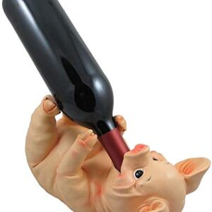 Drinking Pig Wine Bottle Holder Sculpture for Country Farm Bar and Kitchen Decor Tabletop Wine Stands & Racks and Decorative Collectible Statue Gifts for Farmers