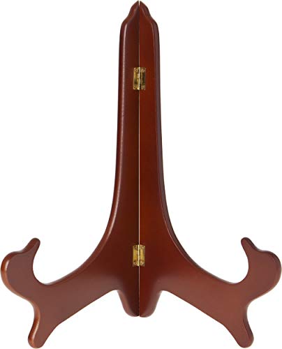 Bard's Hinged Walnut MDF Wood Plate Stand, 14" H x 11" W x 8" D (For 13" - 17" Plates)