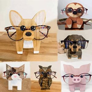 yaoercty delivered before christmas – cute creative animal glasses rack holder, 1pc cute wooden animal shaped glasses frame home office desktop decor,valentine’s day (khaki)
