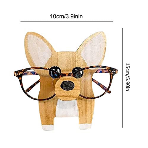 Yaoercty Delivered Before Christmas - Cute Creative Animal Glasses Rack Holder, 1PC Cute Wooden Animal Shaped Glasses Frame Home Office Desktop Decor,Valentine's Day (Khaki)