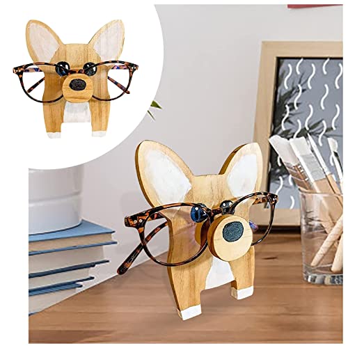 Yaoercty Delivered Before Christmas - Cute Creative Animal Glasses Rack Holder, 1PC Cute Wooden Animal Shaped Glasses Frame Home Office Desktop Decor,Valentine's Day (Khaki)