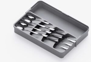 lifewit silverware drawer organizer, expandable utensil tray for kitchen, adjustable flatware and cutlery holder, compact plastic storage organization for spoons forks knives, gray