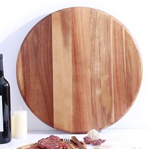 heavy duty wood lazy susan turntable, (20inch) extra large acacia kitchen countertop dinner table bearing plate | rotating organizer tray disc grazing tray cheese board charcuterie platter