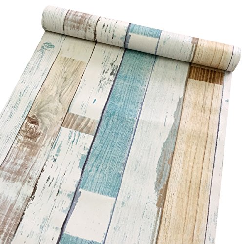 Yifely Colorful Wood Grain Furniture Paper Decorative Shelf Drawer Liner Self-Adhesive Door Sticker 17.7 Inch by 9.8 Feet