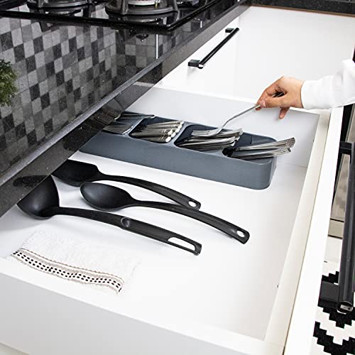 Kitchen Drawer Organizer, 2 Pack, Compact Cutlery Organizer, Narrow Utensil Divider Tray, Small Silverware Holder Spoon Fork Flatware Storage, One-size (2 PACK, Cutlery Organizer)
