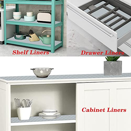 Kitchen Cabinet Drawer Liners Non Adhesive Shelf Liners Grey 17.5 Inch Wide X 20 Ft Non Slip Waterproof Refrigerator Shelf Liners Washable Cupboard Liner for for Bathroom Pantry