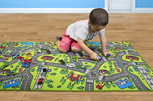 Kids Carpet Playmat Rug City Life Great for Playing with Cars and Toys - Play, Learn and Have Fun Safely - Kids Baby, Children Educational Road Traffic Play Mat, for Bedroom Play Room Game Safe Area