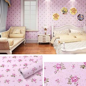 HDsticker, Self Adhesive Decorative Pink Rose Floral Contact Paper Shelf Liner for Dresser Drawer Cabinets Cupboard Door Bookshelves Funiture Wall Decor 17.7X117 Inches