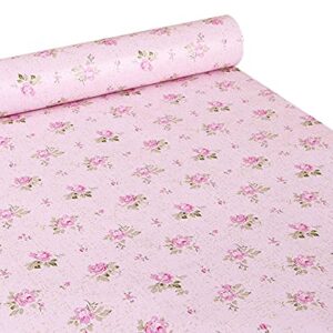 HDsticker, Self Adhesive Decorative Pink Rose Floral Contact Paper Shelf Liner for Dresser Drawer Cabinets Cupboard Door Bookshelves Funiture Wall Decor 17.7X117 Inches