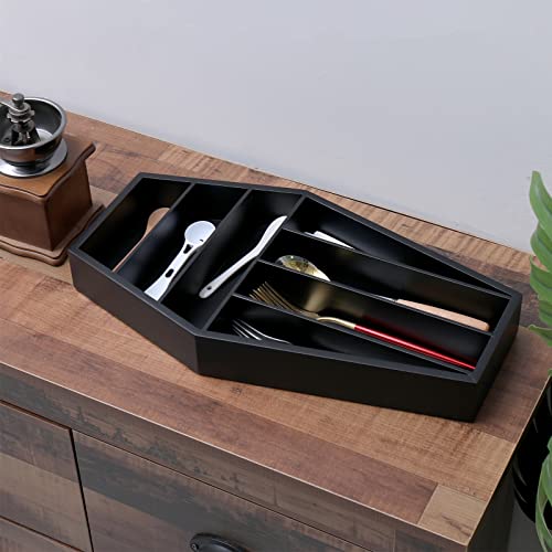 Coffin Silverware Organizer Kitchen Drawer Organizer Silverware Organizer for Organizer Makeup Drawer & Utensil Holder,Silverware, Flatware, Living Room-Gothic Theme Decor Coffin Shape Sliverware Tray