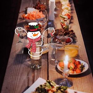 Christmas Wine Bottle&Glass Holder, Wine Glass Holder Winter Christmas Festival Winebottle Metal Art Decoration Wine Glass Bracket. (Snowman), GHB4