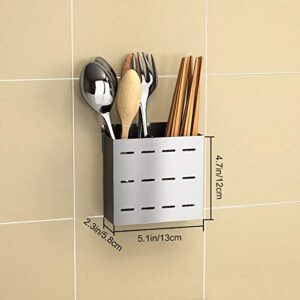 Wall Mount Utensil Drying Racks, Cooking Utensil Holder Flatware Hanging Organizer for Spoons, Knives, Forks, Chopsticks, Cookware Cutlery Holder with 2 Slots Drain Holes- Stainless Steel Rust Proof