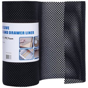 dwellaid 18in x 8ft, black shelf cabinet liner, strong grip, non adhesive easiest install mat, shelf liner for kitchen cabinets non adhesive, kitchen drawer liners, durable organization liners