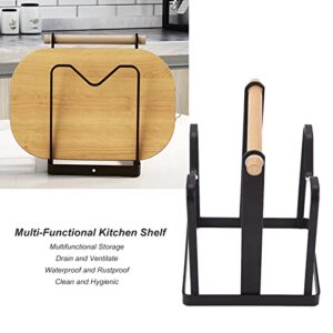 mumisuto Cutting Board Holder, Cutting Board Rack Kitchen Chopping Board Organizer Stand Holder Pot Cover Shelf Stand Organizer Coffee Color , for Kitchen Cabinet(5.5x4.9x7.3inch)