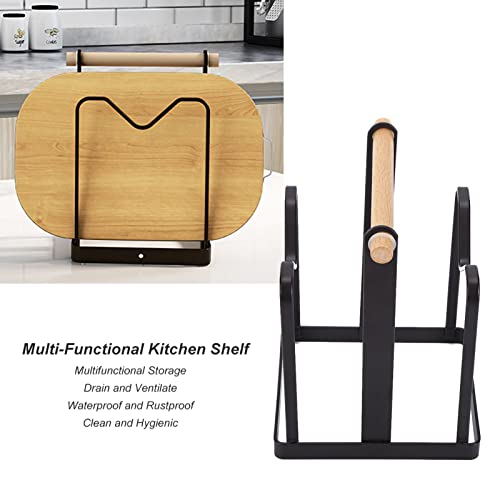 mumisuto Cutting Board Holder, Cutting Board Rack Kitchen Chopping Board Organizer Stand Holder Pot Cover Shelf Stand Organizer Coffee Color , for Kitchen Cabinet(5.5x4.9x7.3inch)