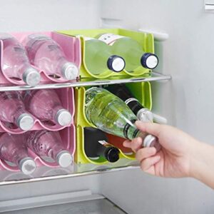 YARNOW 3pcs Refrigerator Can Holder Stackable Fridge Beverage Bottle Dispenser Soda Cola Juice Bottle Storage Bin Freezer Drinks Can Organizr for Beer Wine Bottle