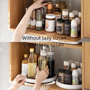 11.42 Inch Lazy Susuan Turntable Organizer with Heighten Edge, Non Skid Rotating Display Stand Tray Storage for Cabinet, Countertop, Kitchen, Spice, Bathroom, White/Gray