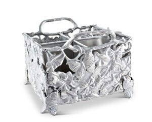 arthur court designs aluminum metal butterfly silverware/flatware/utensil caddy holder 8 inch square 7 inch tall