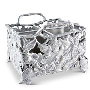 Arthur Court Designs Aluminum Metal Butterfly Silverware/Flatware/Utensil Caddy Holder 8 inch Square 7 inch Tall