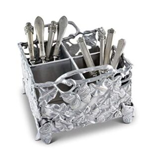 Arthur Court Designs Aluminum Metal Butterfly Silverware/Flatware/Utensil Caddy Holder 8 inch Square 7 inch Tall