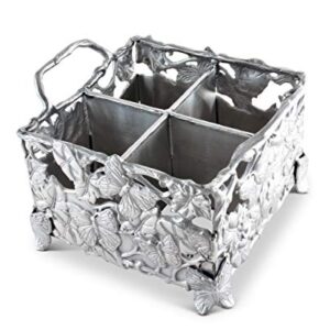 Arthur Court Designs Aluminum Metal Butterfly Silverware/Flatware/Utensil Caddy Holder 8 inch Square 7 inch Tall